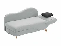 Cabrioletje linker chaise longue in lichtgrijze stof met borst - afbeelding 4 van  8