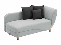 Cabrioletje linker chaise longue in lichtgrijze stof met borst - afbeelding 3 van  8