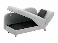 Cabrioletje linker chaise longue in lichtgrijze stof met borst - afbeelding 5 van  8