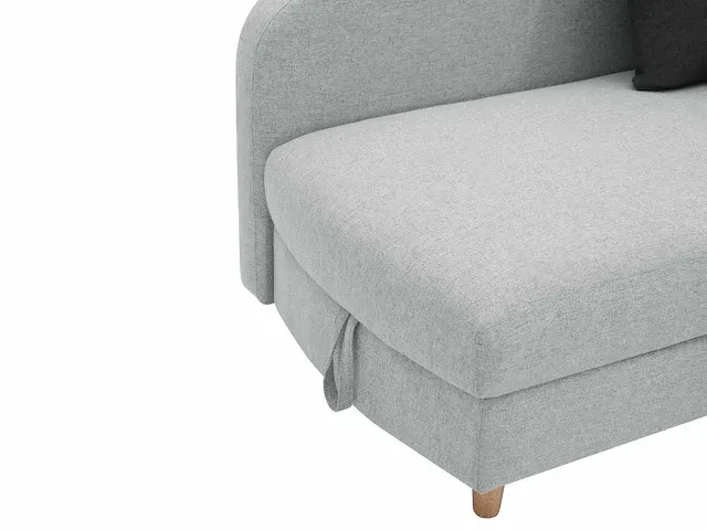 Cabrioletje linker chaise longue in lichtgrijze stof met borst - afbeelding 6 van  8