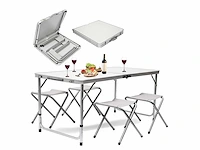 Campingtafel set - 120 x 70cm - wit x10 - afbeelding 1 van  1
