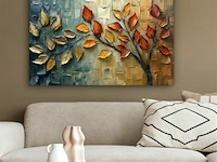 Canvas schilderij - bladeren aan tak 120x80 cm. - afbeelding 2 van  4