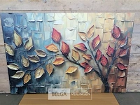 Canvas schilderij - bladeren aan tak 120x80 cm. - afbeelding 4 van  4