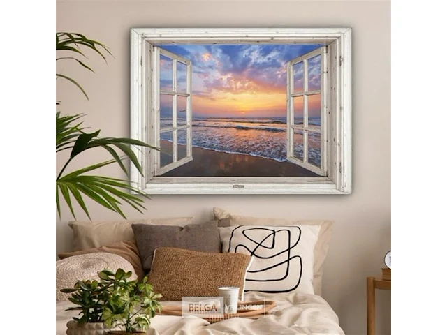 Canvas schilderij - doorkijkraam zee 120x80 cm. - afbeelding 2 van  4