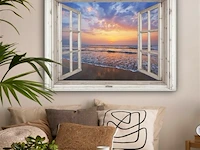 Canvas schilderij - doorkijkraam zee 120x80 cm. - afbeelding 2 van  4