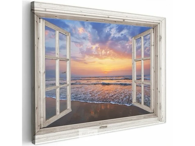 Canvas schilderij - doorkijkraam zee 120x80 cm. - afbeelding 3 van  4