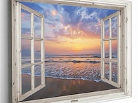 Canvas schilderij - doorkijkraam zee 120x80 cm. - afbeelding 3 van  4