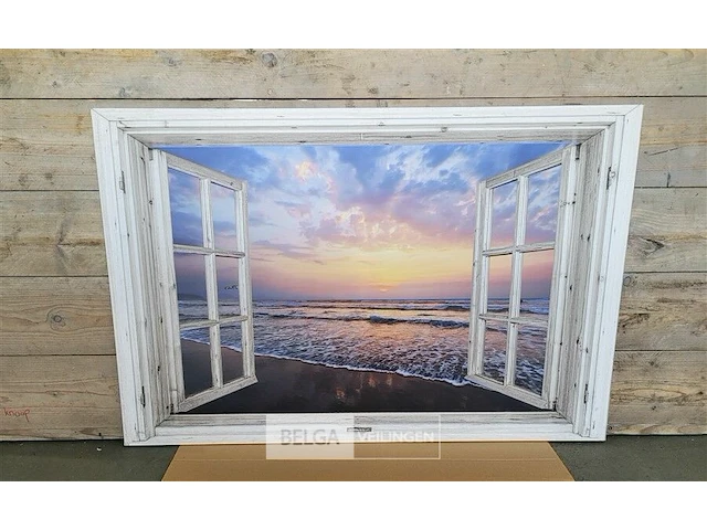 Canvas schilderij - doorkijkraam zee 120x80 cm. - afbeelding 4 van  4