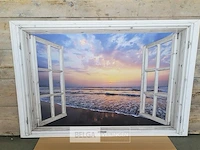 Canvas schilderij - doorkijkraam zee 120x80 cm. - afbeelding 4 van  4