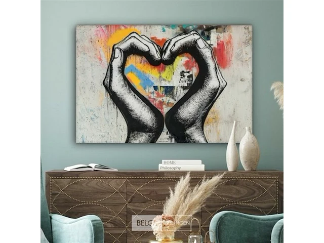 Canvas schilderij - heart with hands 120x80 cm. - afbeelding 1 van  4