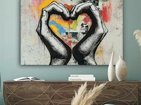 Canvas schilderij - heart with hands 120x80 cm.