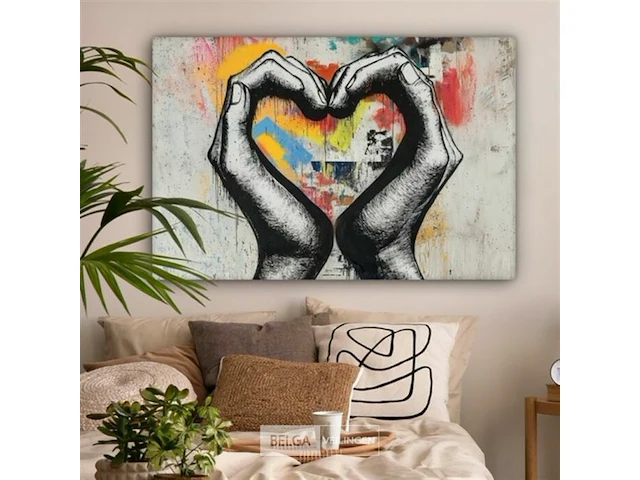 Canvas schilderij - heart with hands 120x80 cm. - afbeelding 2 van  4