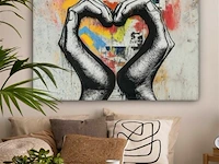 Canvas schilderij - heart with hands 120x80 cm. - afbeelding 2 van  4