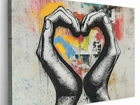 Canvas schilderij - heart with hands 120x80 cm. - afbeelding 3 van  4