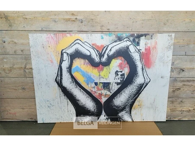 Canvas schilderij - heart with hands 120x80 cm. - afbeelding 4 van  4