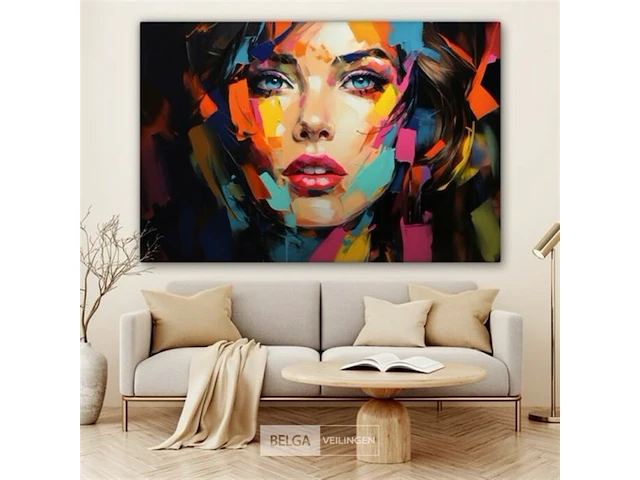 Canvas schilderij - kleurrijk gezicht 120x80 cm. - afbeelding 1 van  4