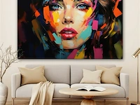 Canvas schilderij - kleurrijk gezicht 120x80 cm.
