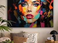 Canvas schilderij - kleurrijk gezicht 120x80 cm. - afbeelding 2 van  4