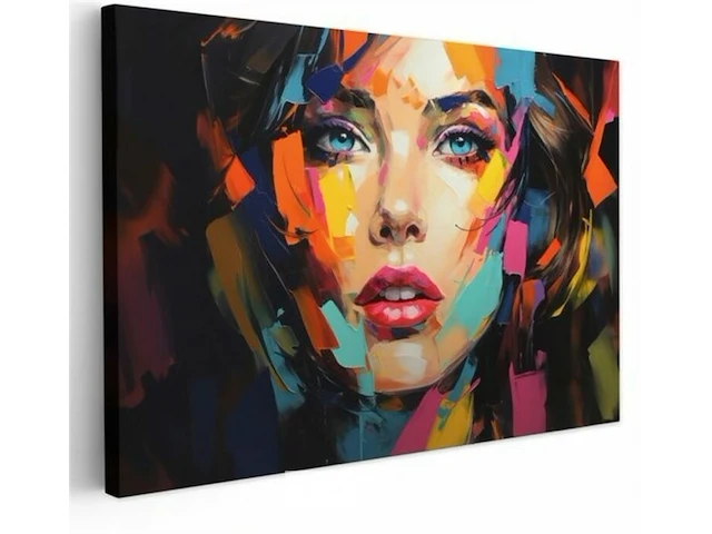 Canvas schilderij - kleurrijk gezicht 120x80 cm. - afbeelding 3 van  4