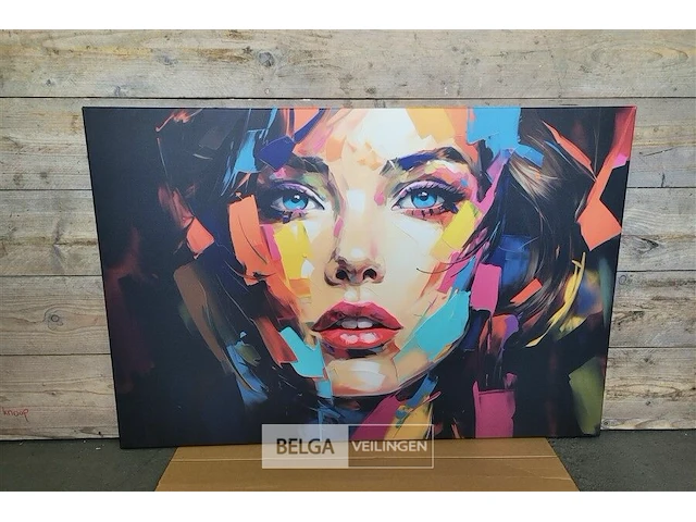 Canvas schilderij - kleurrijk gezicht 120x80 cm. - afbeelding 4 van  4
