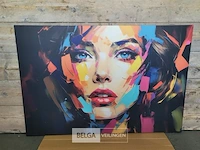 Canvas schilderij - kleurrijk gezicht 120x80 cm. - afbeelding 4 van  4