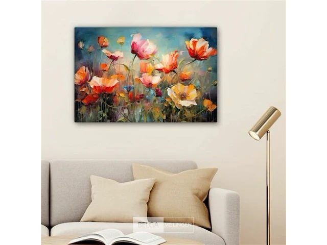Canvas schilderij - kleurrijke bloemen 120x80 cm. - afbeelding 1 van  4