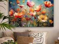 Canvas schilderij - kleurrijke bloemen 120x80 cm. - afbeelding 2 van  4