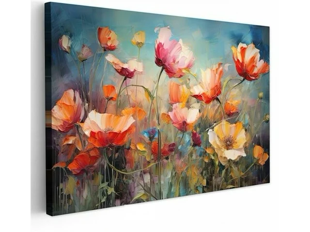 Canvas schilderij - kleurrijke bloemen 120x80 cm. - afbeelding 3 van  4