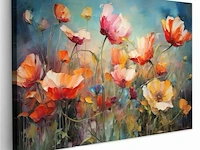 Canvas schilderij - kleurrijke bloemen 120x80 cm. - afbeelding 3 van  4