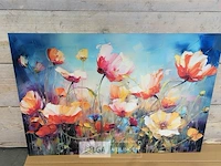 Canvas schilderij - kleurrijke bloemen 120x80 cm. - afbeelding 4 van  4