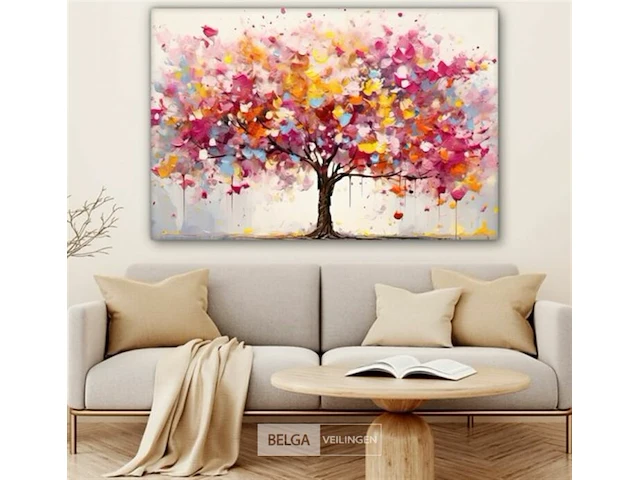 Canvas schilderij - kleurrijke boom 140x90cm. - afbeelding 1 van  3