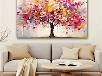 Canvas schilderij - kleurrijke boom 140x90cm.
