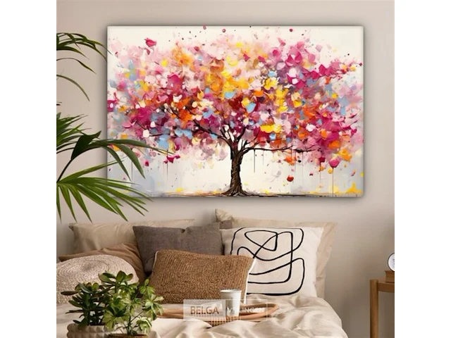 Canvas schilderij - kleurrijke boom 140x90cm. - afbeelding 2 van  3
