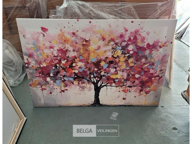 Canvas schilderij - kleurrijke boom 140x90cm. - afbeelding 3 van  3