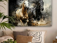 Canvas schilderij - paard zwart/wit 140x90 cm. - afbeelding 2 van  4
