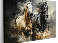 Canvas schilderij - paard zwart/wit 140x90 cm. - afbeelding 3 van  4