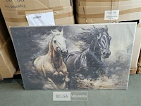 Canvas schilderij - paard zwart/wit 140x90 cm. - afbeelding 4 van  4