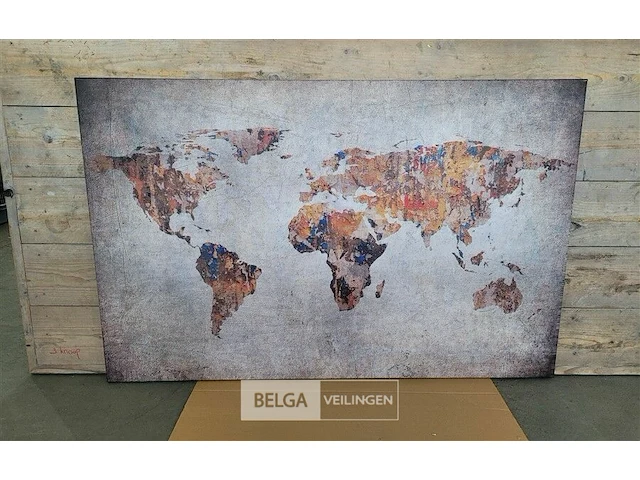 Canvas schilderij - wereldkaart 140x90 cm. - afbeelding 4 van  4