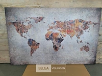 Canvas schilderij - wereldkaart 140x90 cm. - afbeelding 4 van  4