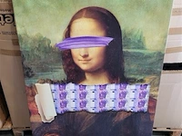 Canvas schilderij mona lisa / eurobiljet 150x100cm.