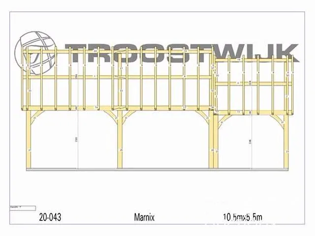 Carport fijnspar 10,5x5,5 inclusief beplanking - afbeelding 2 van  34