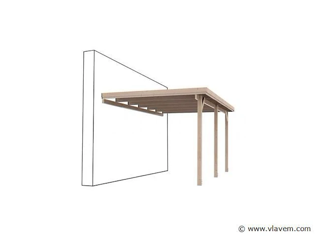 Carport tegen muur 3x10x2 - afbeelding 1 van  1