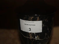 Carrara marmeren leeslamp met kap, kristallen asbak - afbeelding 2 van  4