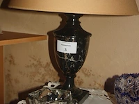 Carrara marmeren leeslamp met kap, kristallen asbak - afbeelding 3 van  4