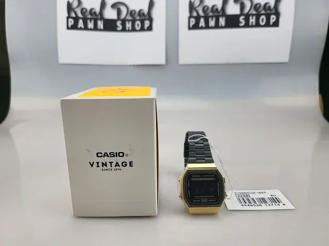 Casio vintage a168wegb-1bef retro mirror horloge - afbeelding 1 van  4