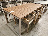 Castle-line alu tuintafel bianca champagne mat 220cm teak - afbeelding 1 van  4