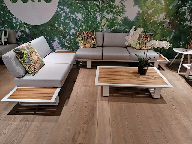 Castle-line donya alu lounge hoekset wit met teak zijtafels - afbeelding 4 van  11