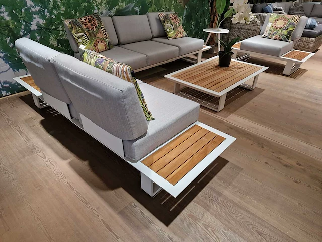 Castle-line donya alu lounge hoekset wit met teak zijtafels - afbeelding 5 van  11
