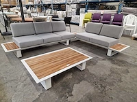 Castle-line donya hoeklounge wit met teak zijtafels