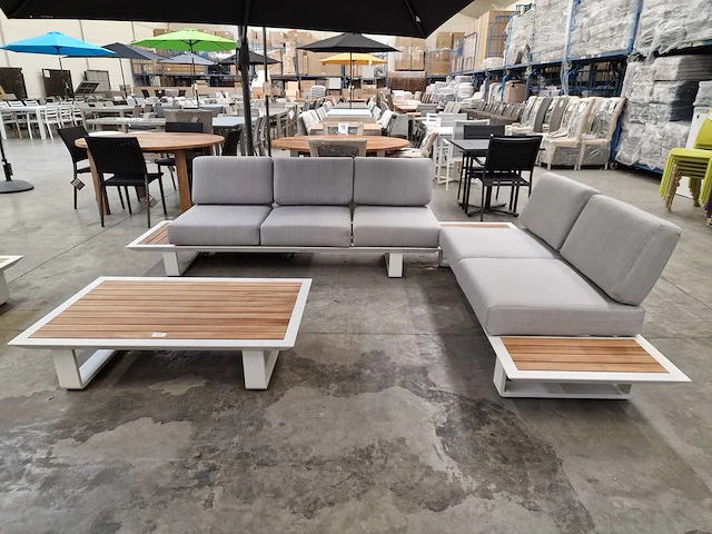 Castle-line donya hoeklounge wit met teak zijtafels - afbeelding 2 van  7